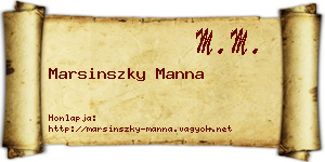 Marsinszky Manna névjegykártya